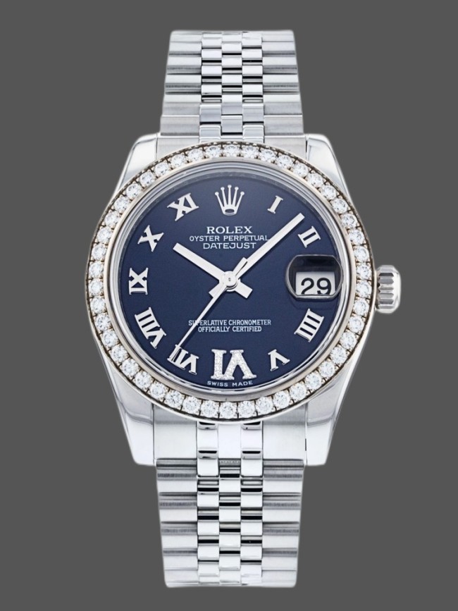 Rolex Datejust 178384 Stainless Steel Blue Diamond Dial 31MM Lady Replica Watch