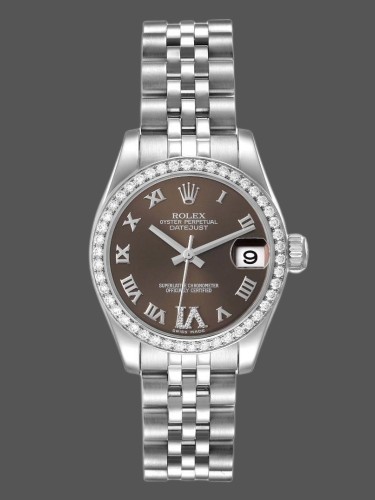 Rolex Datejust 178384 Stainless Steel Brown Diamonds Dial 31MM Lady Replica Watch