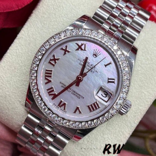 Rolex Datejust 178384 White Mother of Pearl Dial Diamonds 31MM Lady Replica Watch