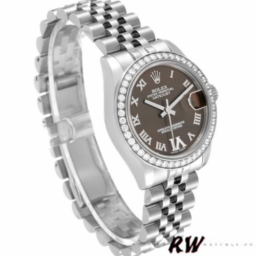 Rolex Datejust 178384 Stainless Steel Brown Diamonds Dial 31MM Lady Replica Watch