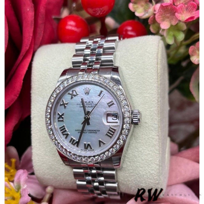 Rolex Datejust 178384 White Mother of Pearl Dial Diamonds 31MM Lady Replica Watch