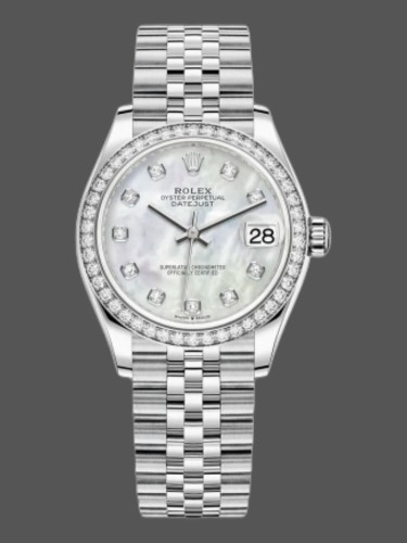 Rolex Datejust 178384 White Mother Of Pearl Diamonds Dial 31MM Lady Replica Watch