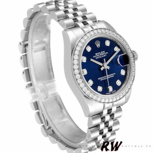 Rolex Datejust 178384 Blue Dial Diamond Bezel 31MM Lady Replica Watch