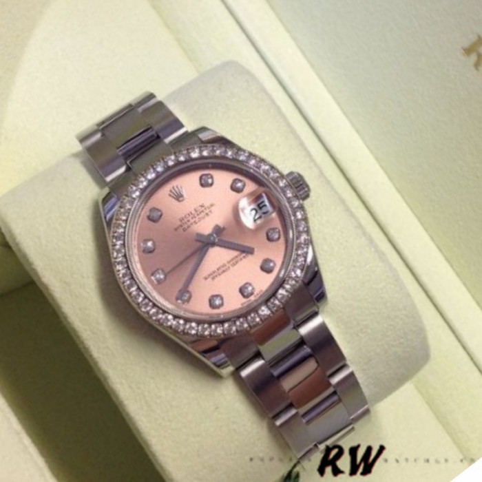 Rolex Datejust 178384 Pink Diamonds Dial Diamond Bezel 31MM Lady Replica Watch
