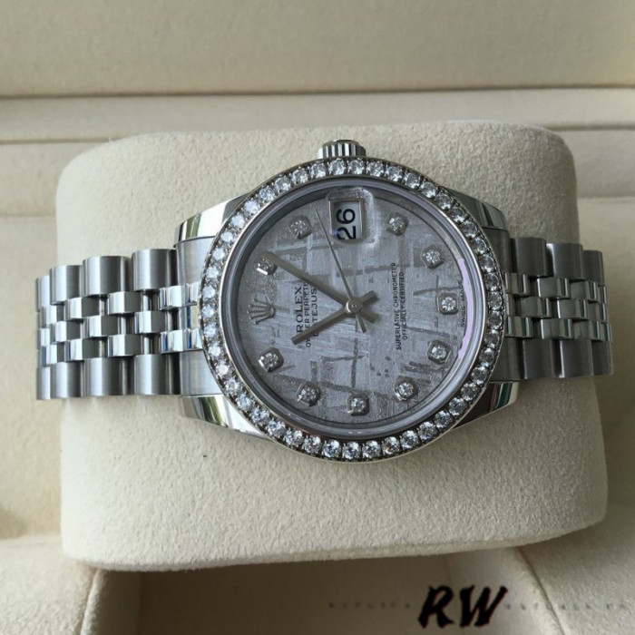 Rolex Datejust 178384 Meteorite Grey Dial Diamond Bezel 31MM Lady Replica Watch