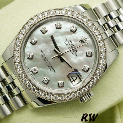 Rolex Datejust 178384 White Mother Of Pearl Diamonds Dial 31MM Lady Replica Watch