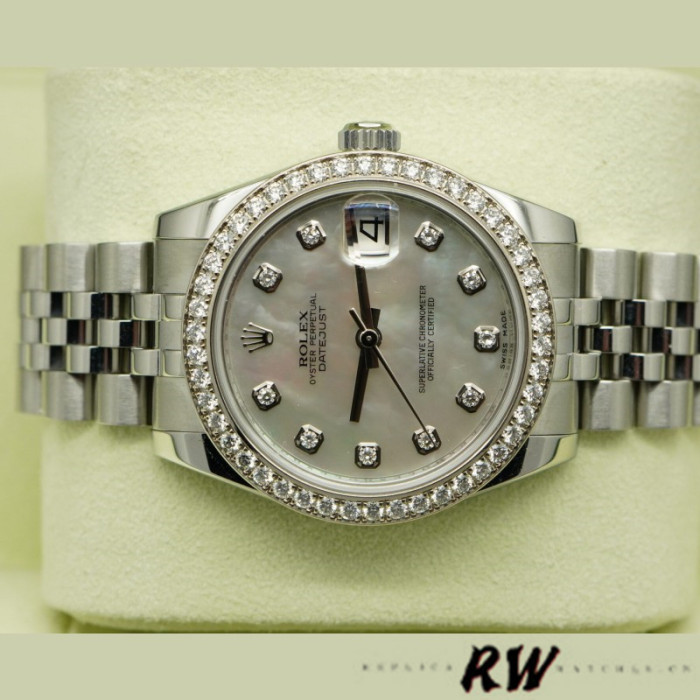 Rolex Datejust 178384 White Mother Of Pearl Diamonds Dial 31MM Lady Replica Watch