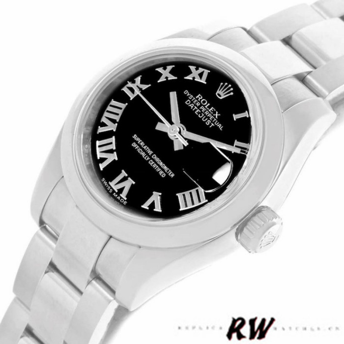 Rolex Datejust 179160 Oyster Bracelet Black Roman Dial 26MM Lady Replica Watch