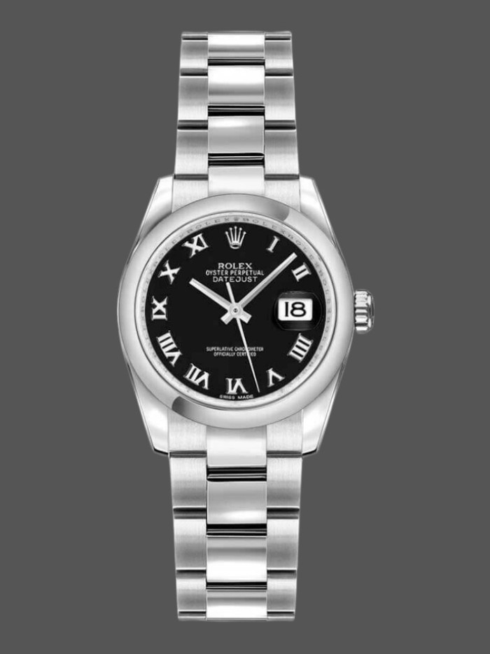 Rolex Datejust 179160 Oyster Bracelet Black Roman Dial 26MM Lady Replica Watch