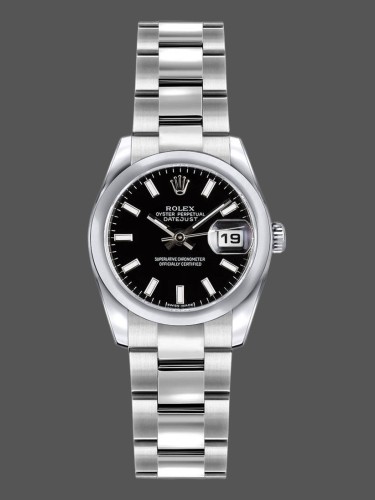 Rolex Datejust 179160 Domed Bezel Black Index Dial 26MM Lady Replica Watch