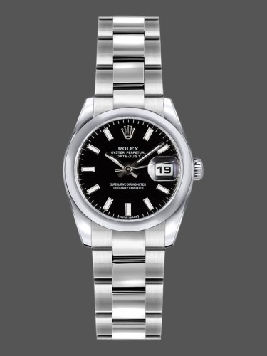Rolex Datejust 179160 Black Index Dial Domed Bezel 26MM Lady Replica Watch