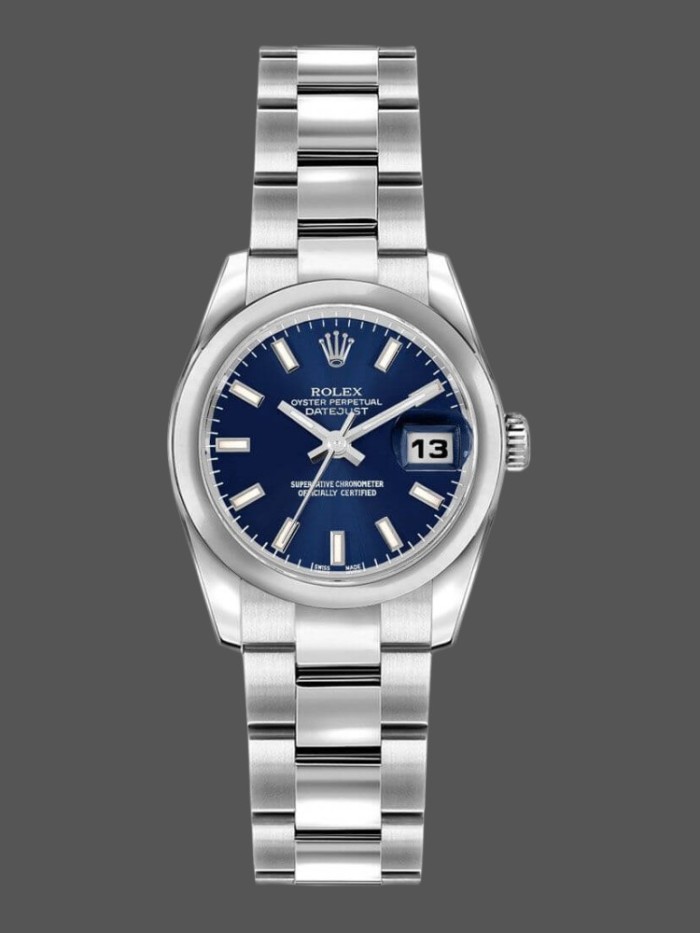 Rolex Datejust 179160 Domed Bezel Blue Index Dial 26MM Lady Replica Watch