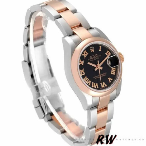 Rolex Datejust 179161 Stainless Steel and Everose Gold Black Roman Dial 26MM Lady Replica Watch