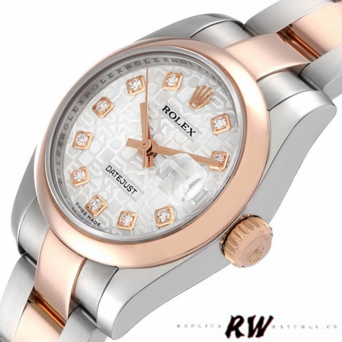 Rolex Datejust 179161 Stainless Steel and Everose Gold Silver jubilee anniversary Dial 26MM Lady Replica Watch