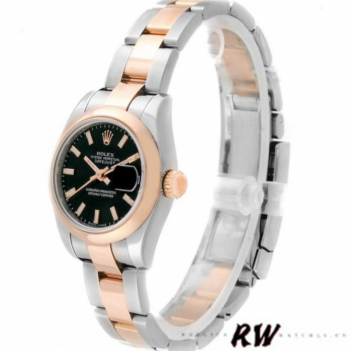 Rolex Datejust 179161 Stainless Steel and Everose Gold Black Index Dial 26MM Lady Replica Watch