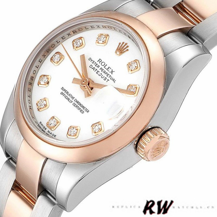 Rolex Datejust 179161 Stainless Steel and Everose Gold White Diamond Dial 26MM Lady Replica Watch