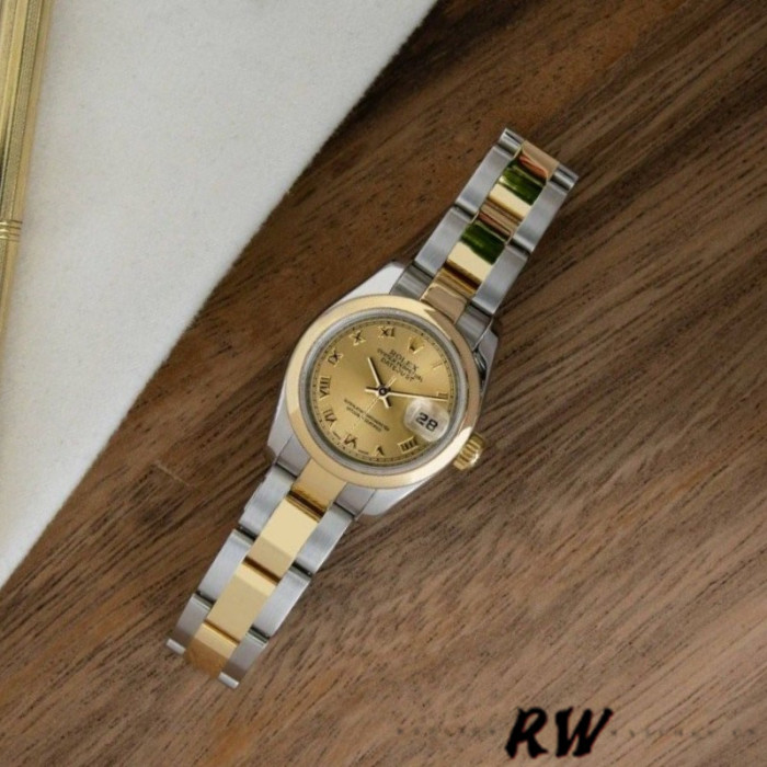 Rolex Datejust 179163 Champagne Roman Dial Domed Dezel 26MM Lady Replica Watch
