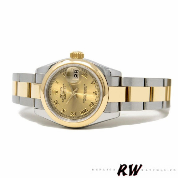 Rolex Datejust 179163 Champagne Roman Dial Domed Dezel 26MM Lady Replica Watch