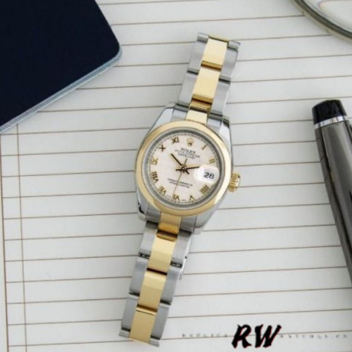 Rolex Datejust 179163 Smooth Bezel Pyramid Ivory Dial 26MM Lady Replica Watch