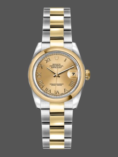 Rolex Datejust 179163 Champagne Roman Dial Domed Dezel 26MM Lady Replica Watch