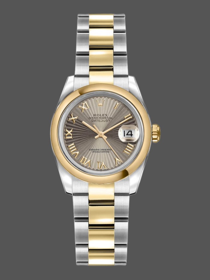 Rolex Datejust 179163 Sunbeam Gray Dial Domed Dezel 26MM Lady Replica Watch