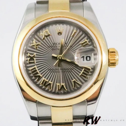 Rolex Datejust 179163 Sunbeam Gray Dial Domed Dezel 26MM Lady Replica Watch