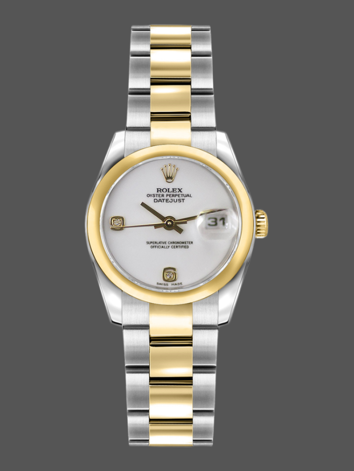 Rolex Datejust 179163 White Dial Diamond Domed Dezel 26MM Lady Replica Watch