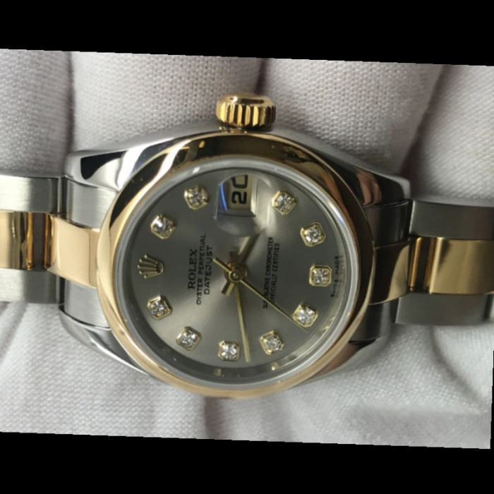 Rolex Datejust 179163 Silver Diamond Dial Domed Dezel 26MM Lady Replica Watch