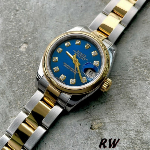 Rolex Datejust 179163 Blue Diamond Dial Domed Dezel 26MM Lady Replica Watch