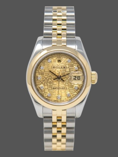 Rolex Datejust 179163 Champagne Jubilee Diamond Dial Domed Dezel 26MM Lady Replica Watch