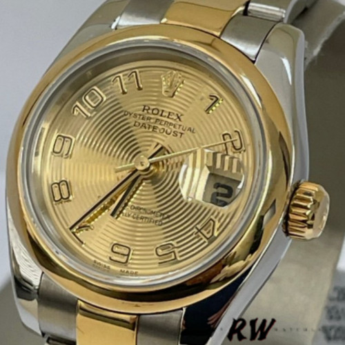 Rolex Datejust 179163 Concentric Circle Champagne Dial Domed Dezel 26MM Lady Replica Watch