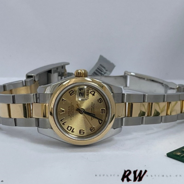 Rolex Datejust 179163 Concentric Circle Champagne Dial Domed Dezel 26MM Lady Replica Watch