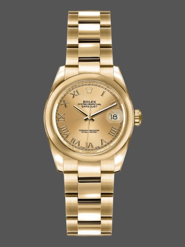 Rolex Datejust 179168 Smooth Domed Champagne Roman Dial 26MM Lady Replica Watch