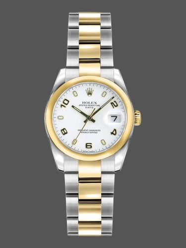 Rolex Datejust 179163 White Arabic Dial Domed Dezel 26MM Lady Replica Watch