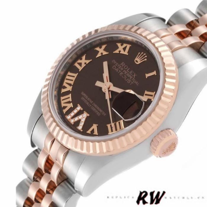 Rolex Datejust 179171 Chocolate Brown Dial Fluted Bezel 26MM Lady Replica Watch