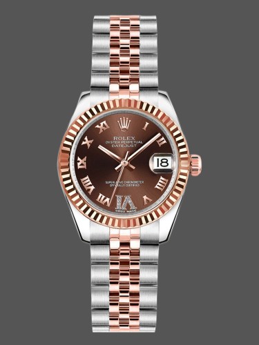 Rolex Datejust 179171 Chocolate Brown Dial Fluted Bezel 26MM Lady Replica Watch