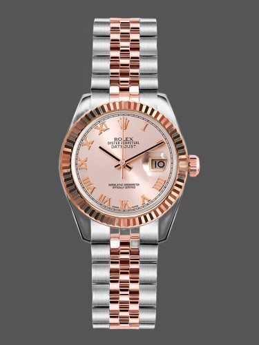 Rolex Datejust 179171 Pink Roman Numeral Dial Fluted Bezel 26MM Lady Replica Watch
