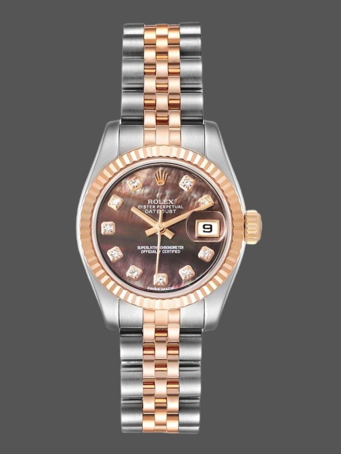 Rolex Datejust 179171 Black Mother of Pearl Diamond Dial 26MM Lady Replica Watch