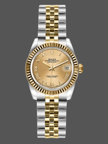 Rolex Datejust 179173 Champagne Roman Numeral Dial 26MM Lady Replica Watch