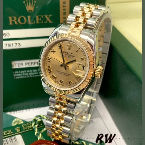 Rolex Datejust 179173 Champagne Roman Numeral Dial 26MM Lady Replica Watch