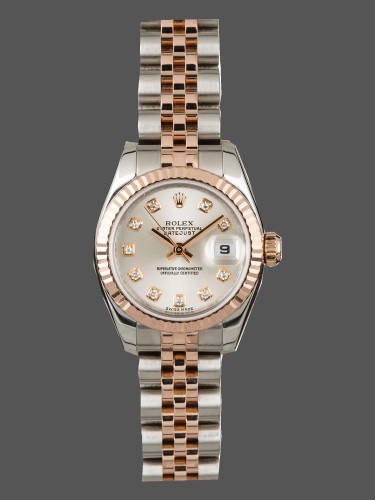Rolex Datejust 179171 Silver Diamonds Dial Fluted Bezel 26MM Lady Replica Watch