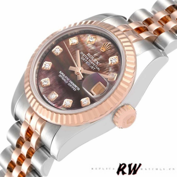 Rolex Datejust 179171 Black Mother of Pearl Diamond Dial 26MM Lady Replica Watch