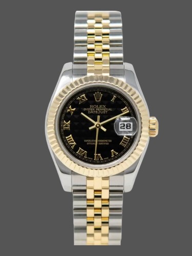 Rolex Datejust 179173 Black Dial Fluted Bezel 26MM Lady Replica Watch