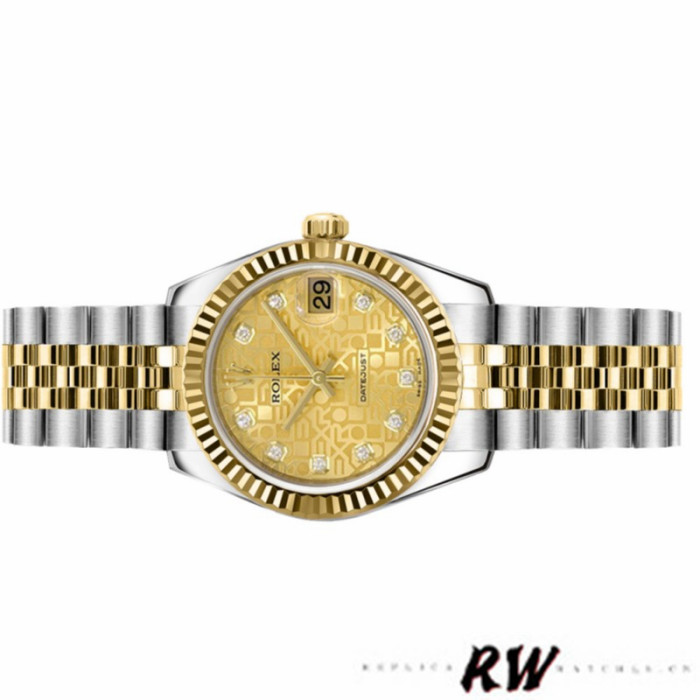 Rolex Datejust 179173 Jubilee Champagne Diamond Dial Fluted Bezel 26MM Lady Replica Watch