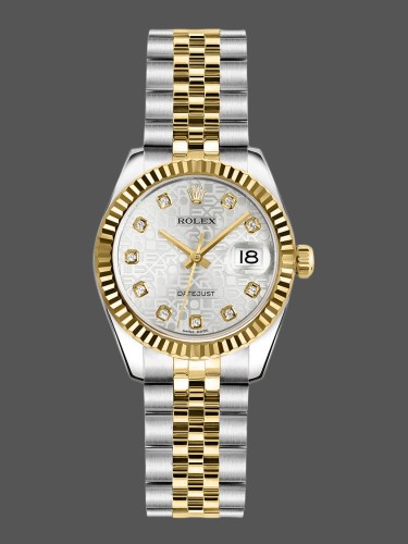 Rolex Datejust 179173 Silver Jubilee Diamond Dial Fluted Bezel 26MM Lady Replica Watch