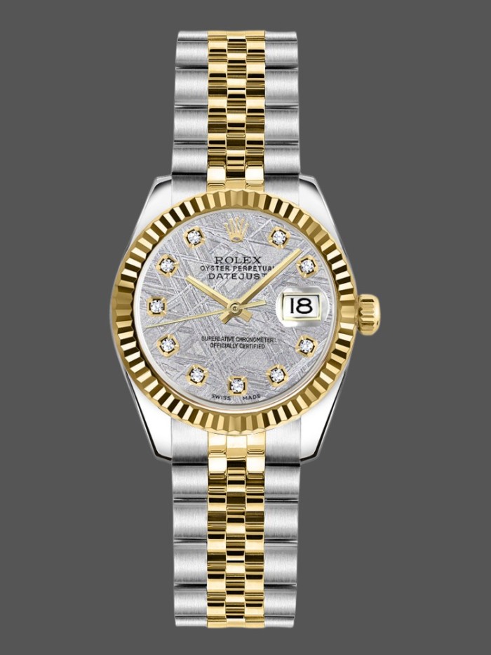 Rolex Datejust 179173 Meteorite Grey Diamond Dial Fluted Bezel 26MM Lady Replica Watch
