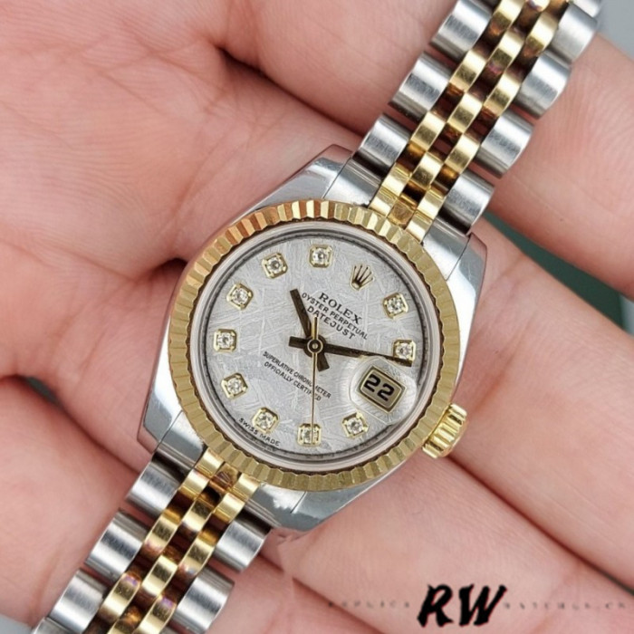 Rolex Datejust 179173 Meteorite Grey Diamond Dial Fluted Bezel 26MM Lady Replica Watch