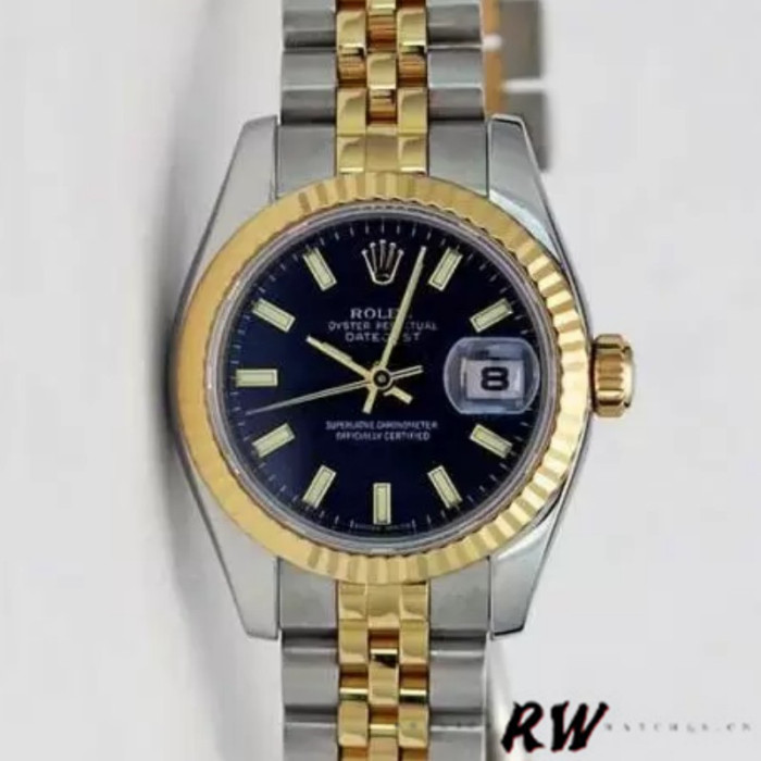Rolex Datejust 179173 Blue Index Dial Fluted Bezel 26MM Lady Replica Watch