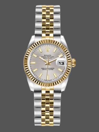 Rolex Datejust 179173 Silver Index Dial Fluted Bezel 26MM Lady Replica Watch