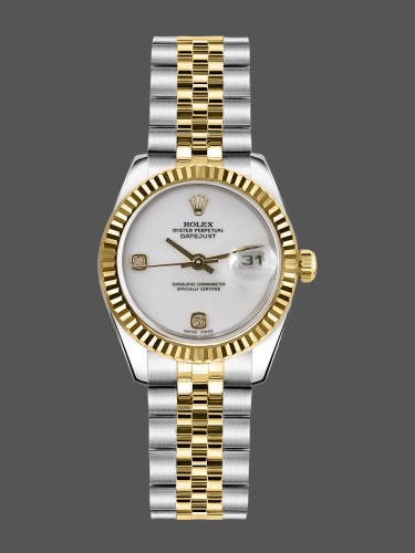 Rolex Datejust 179173 White Dial Diamonds Fluted Bezel 26MM Lady Replica Watch